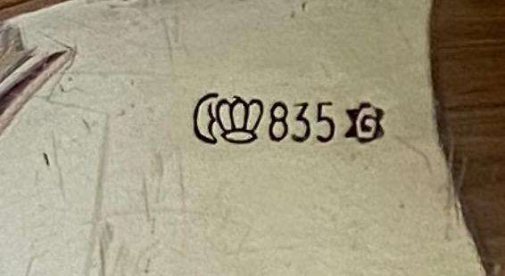 GERMAN 835 SILVER ROUND BOWL DISH  - Düsseldorf Coat of Arms - GRIMMINGER - 106.9g