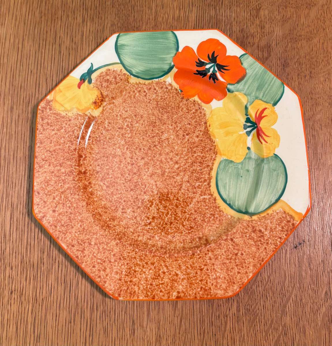 CLARICE CLIFF BIZARRE RANGE  NASTURTIUM PATTERN 5 x SIDE / CAKE PLATES Octagonal Hand-painted!!!!