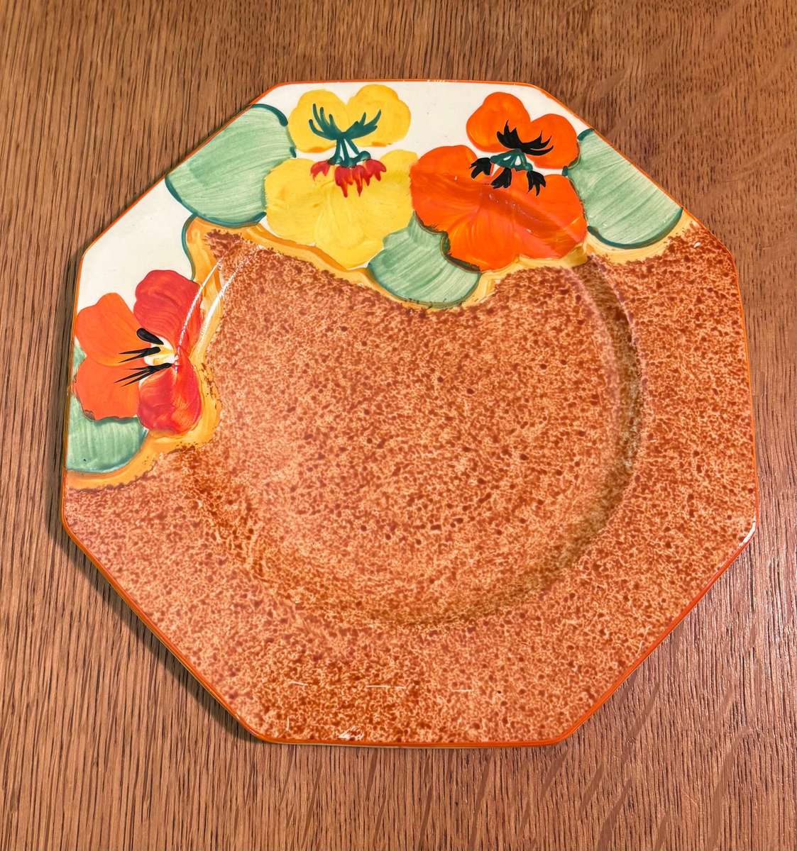 CLARICE CLIFF BIZARRE RANGE  NASTURTIUM PATTERN 5 x SIDE / CAKE PLATES Octagonal Hand-painted!!!!