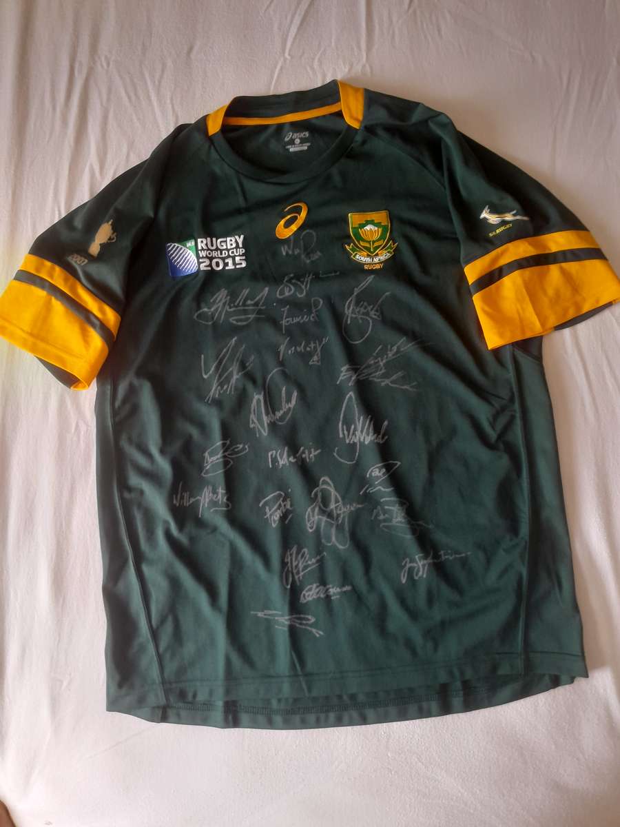 Springboks 2015 World Cup Signed Replica Rugby Jersey Asics XL