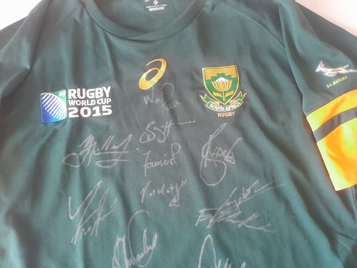 Springboks 2015 World Cup Signed Replica Rugby Jersey Asics XL