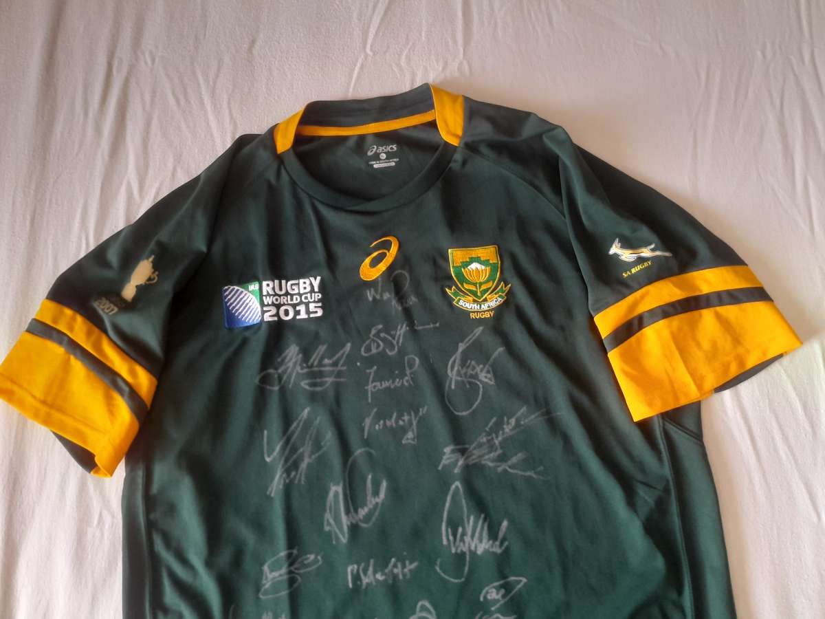 Springboks 2015 World Cup Signed Replica Rugby Jersey Asics XL
