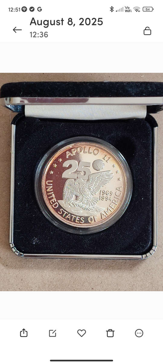 USA  NASA APOLLO 11 Proof Silver Medalion