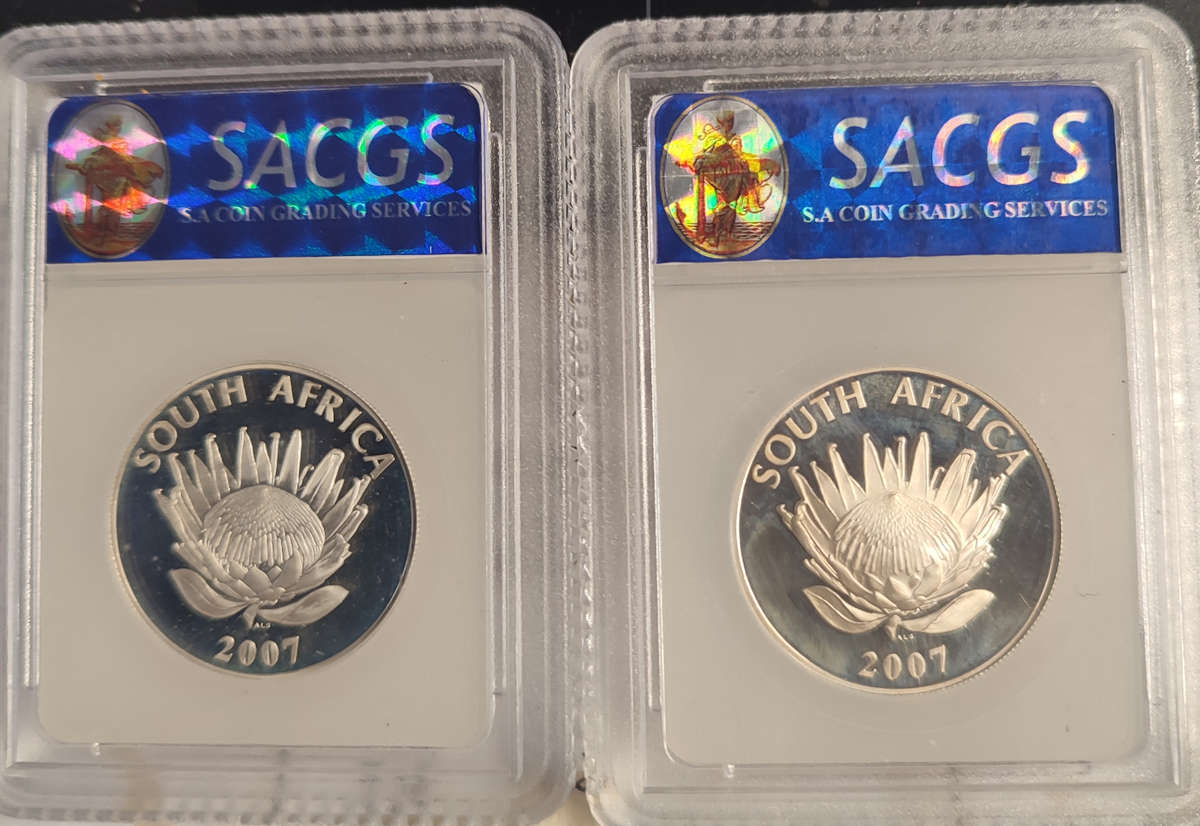 2007 MANDELA DE KLERK SILVER R1 COMBO SACGS GRADED
