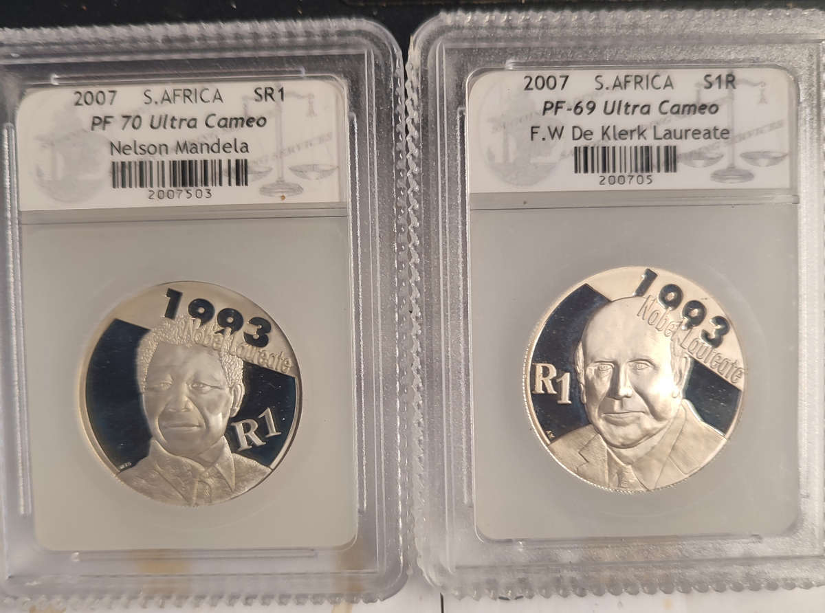 2007 MANDELA DE KLERK SILVER R1 COMBO SACGS GRADED