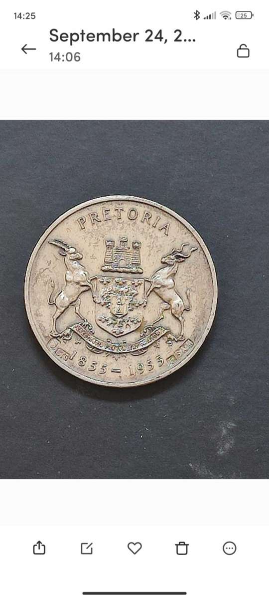 1855 - 1955 Stigter/Founder Pretoria Medal. Sterling Silver