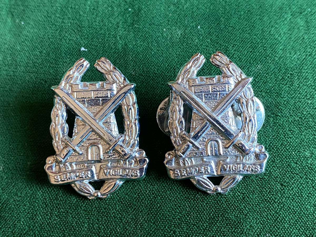 SPECIAL SERVICS CORPS,CHROME COLLAR BADGE PAIR-WORN FROM 1970'S-PINS INTACT