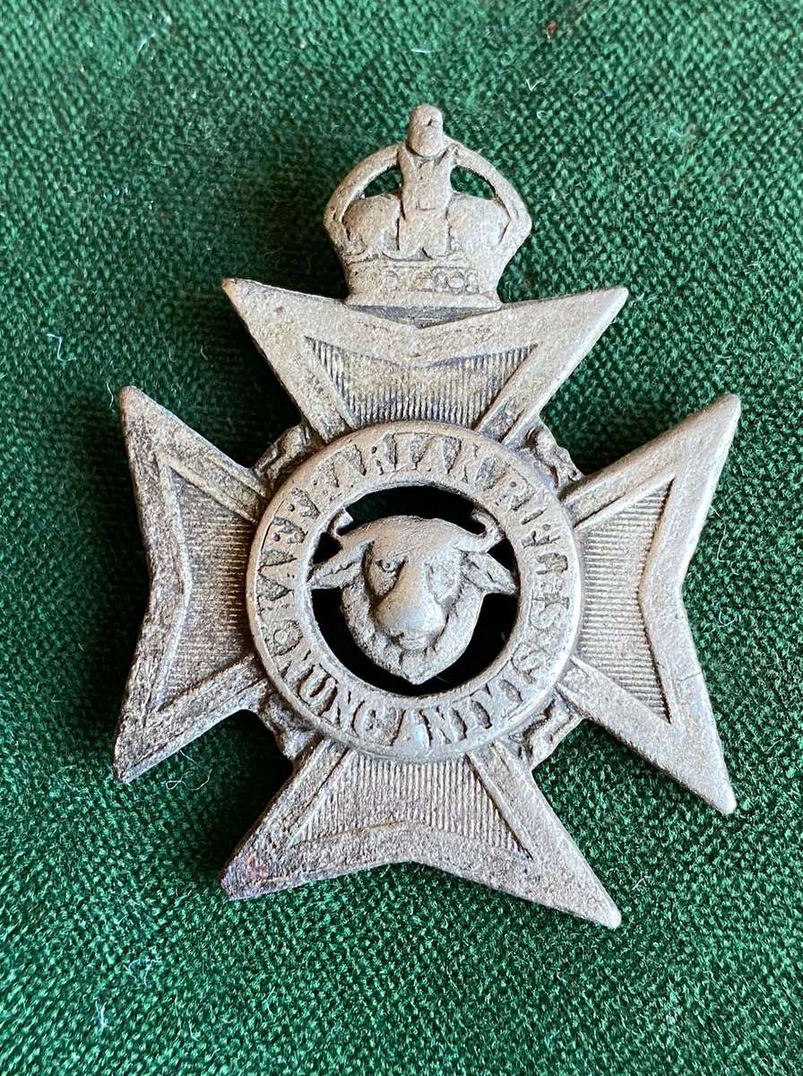 KAFFRARIAN RIFLES WHITE METAL CAP BADGE-WORN 1902-1914- NO LUGS
