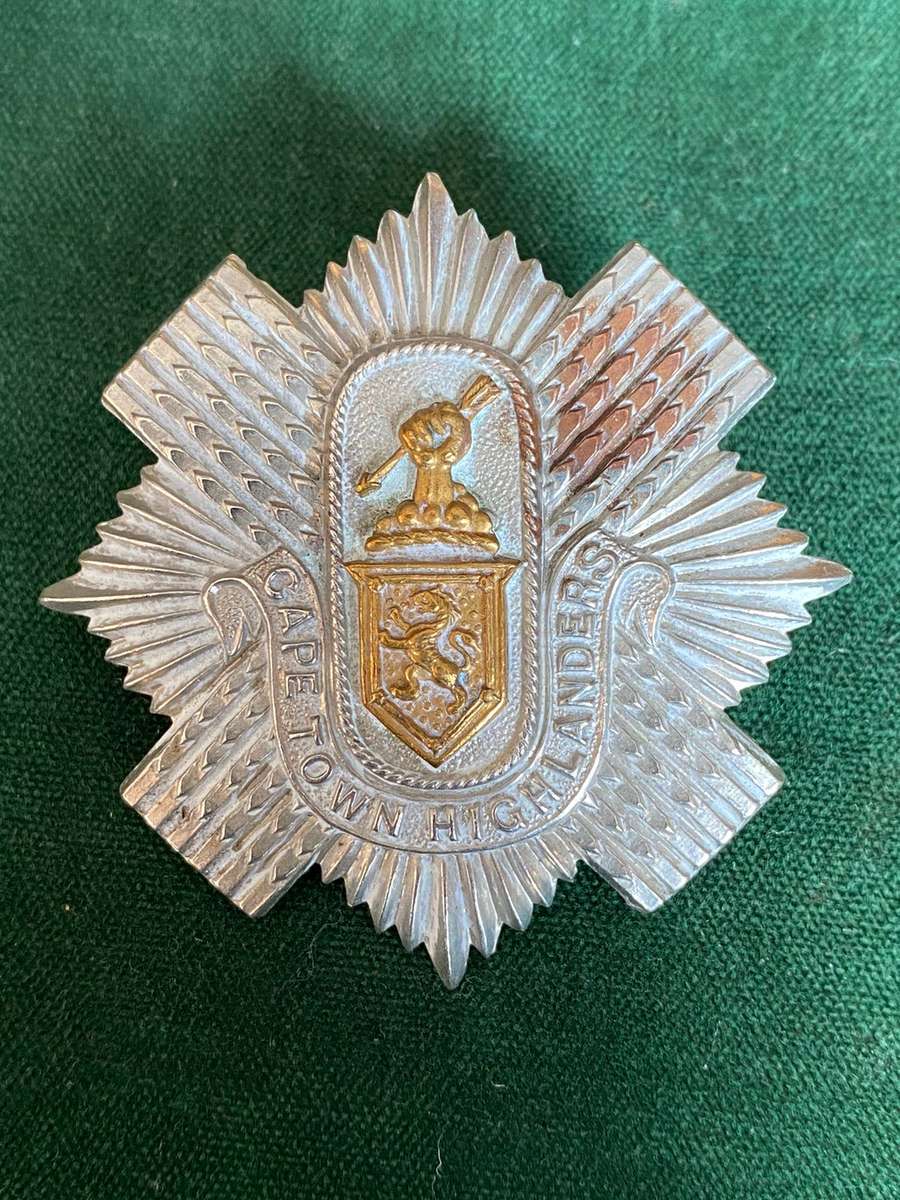 CAPE TOWN HIGHLANDERS BI/METAL GLENGARY BADGE-WORN FROM 1902- 2 LUGS