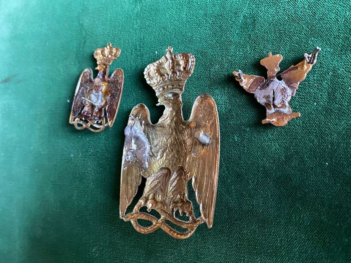 WW2 ITALIAN AFRICAN POLICE-3 BADGES-SOLD TOGETHER-THE LARGE ON MEASURES 75X48 MM