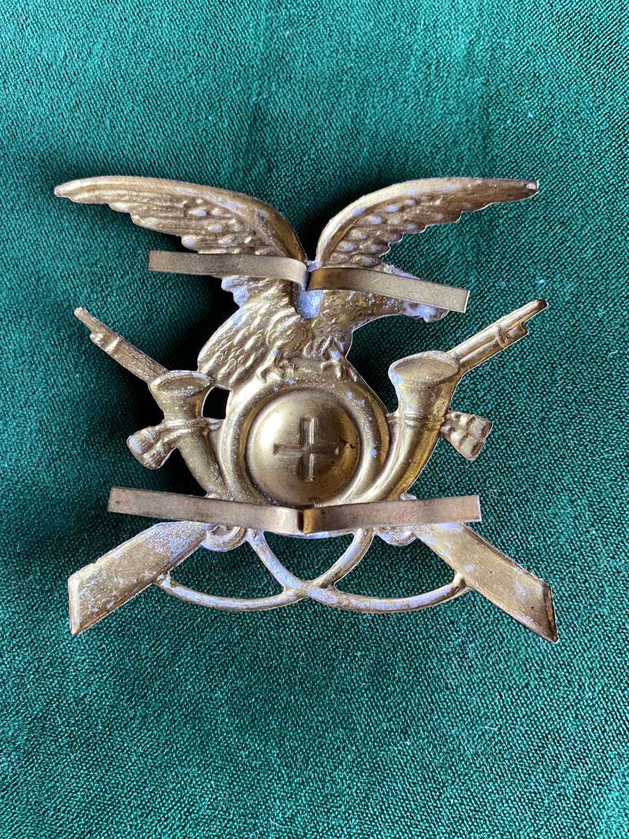 ITALIAN WW2 CAP BADGE FOR ALPINE INFANTRY-LUGS INTACT