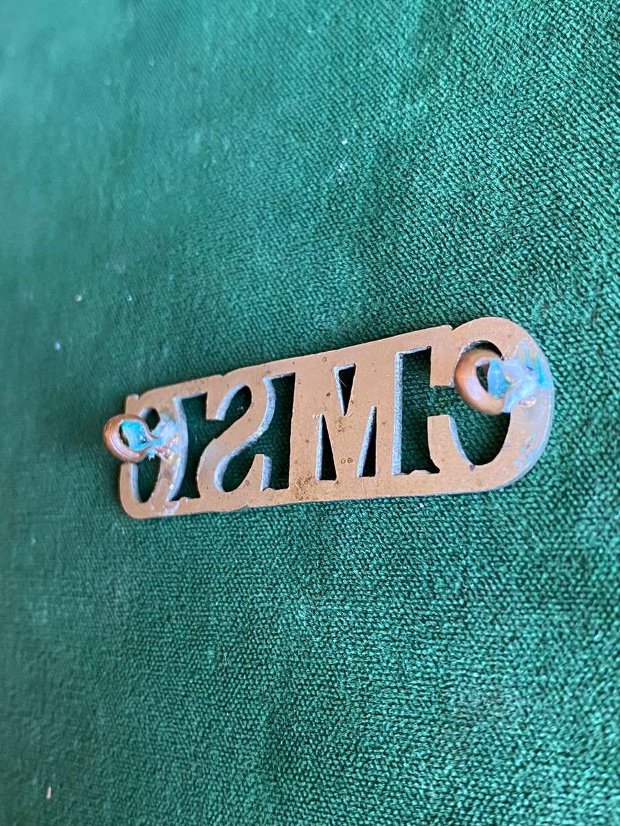 CAPE MEDICAL STAFF CORPS,SHOULDER TITLE-WORN PRE 1903-WHITE METAL- 2 LUGS-SCARCE