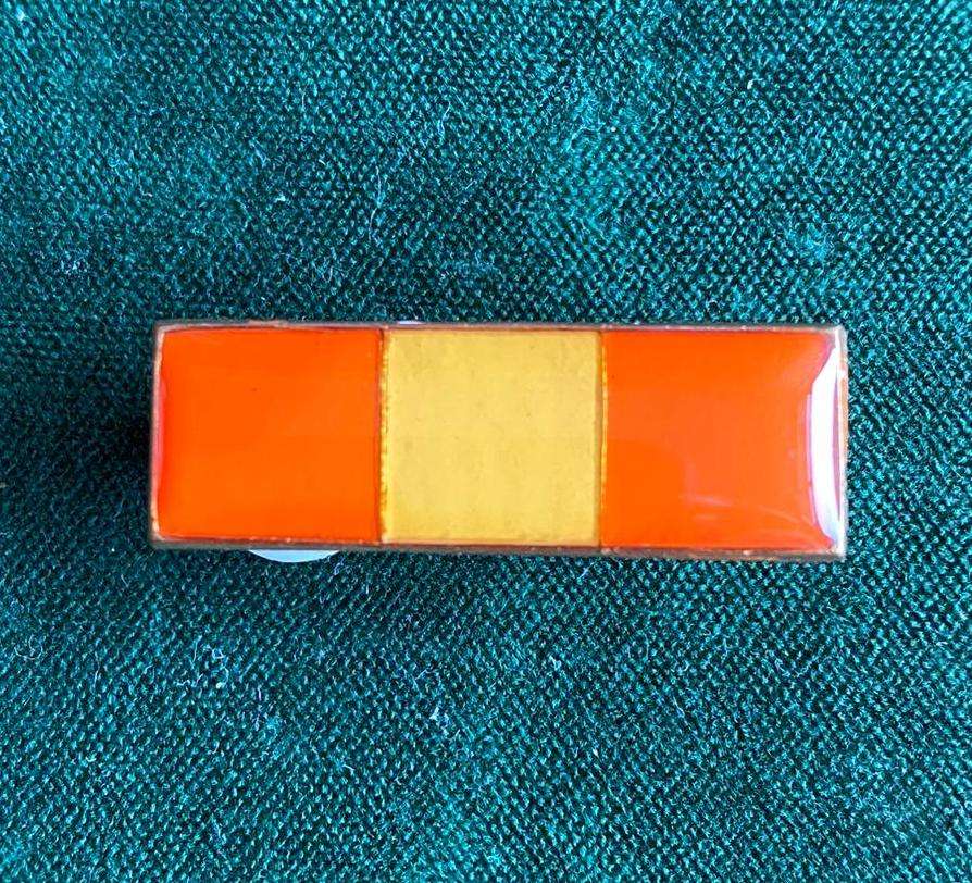 PERSONNEL SERVICES CORPS BERET BAR-SPECTRUM ORANGE/WHITE/SPECTRUM ORANGE-APPROVED 1978- 2 PINS