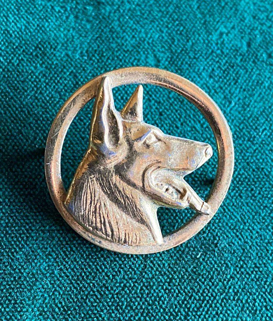 SA POLICE HANDLERS-GILDING METAL BREAST BADGE- 2 PINS