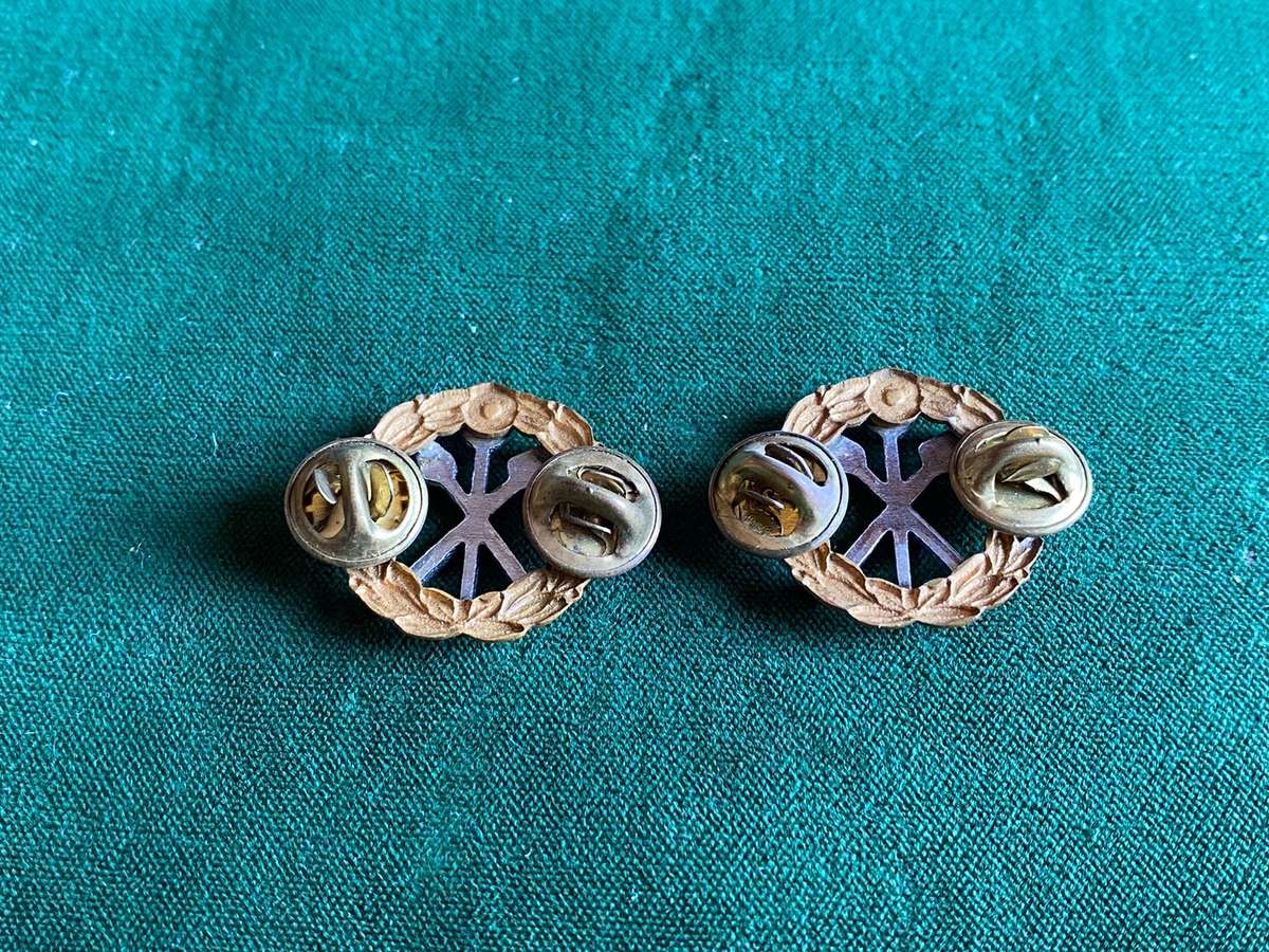 SA SUPPORT SERVICES COLLAR BADGE PAIR-WORN 1976-1983-PINS INTACT