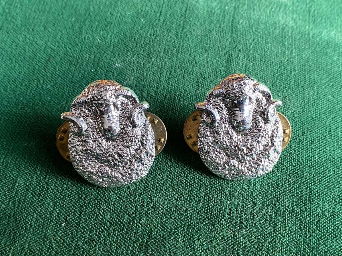 REGIMENT GROOT KAROO WHITE METAL COLLAR BADGE PAIR-WORN POST 1976-PINS INTACT