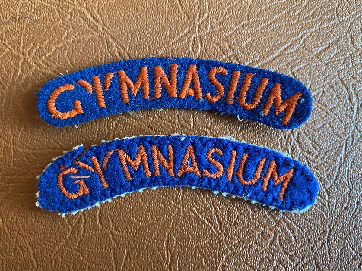 GYMNASIUM CLOTH TITLE PAIR-WORN 1950-1968