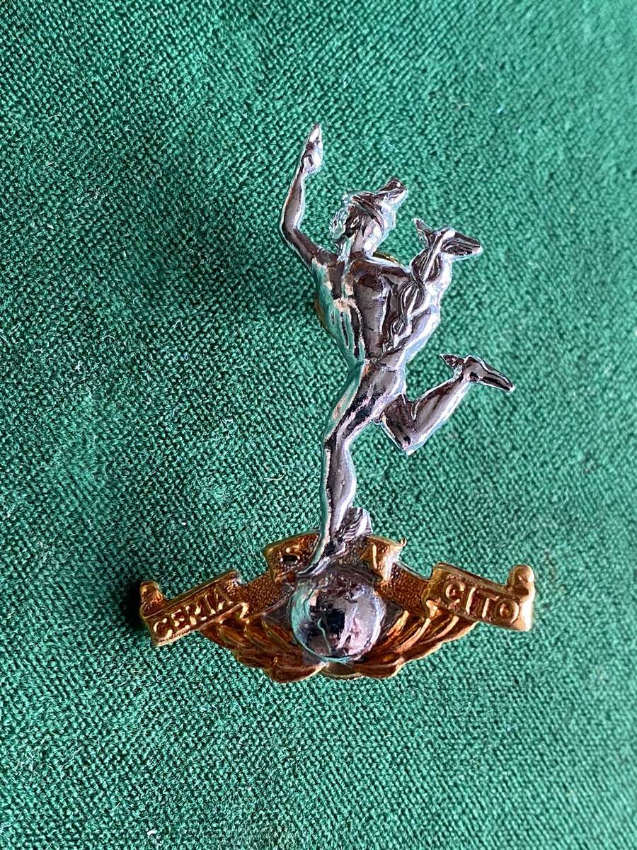 SA CORPS OF SIGNALS BI/METAL CAP BADGE-WORN POST 1959-2X2 SCREW LUGS