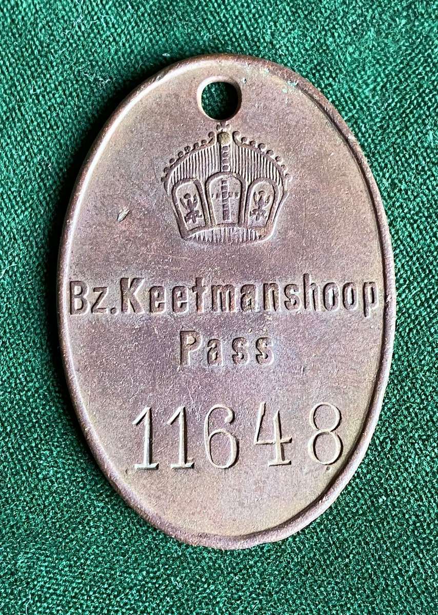 GERMAN SWA NATIVE PASS ORDERED JUNE 1905-MEASURES 53X35 MM-BRASS
