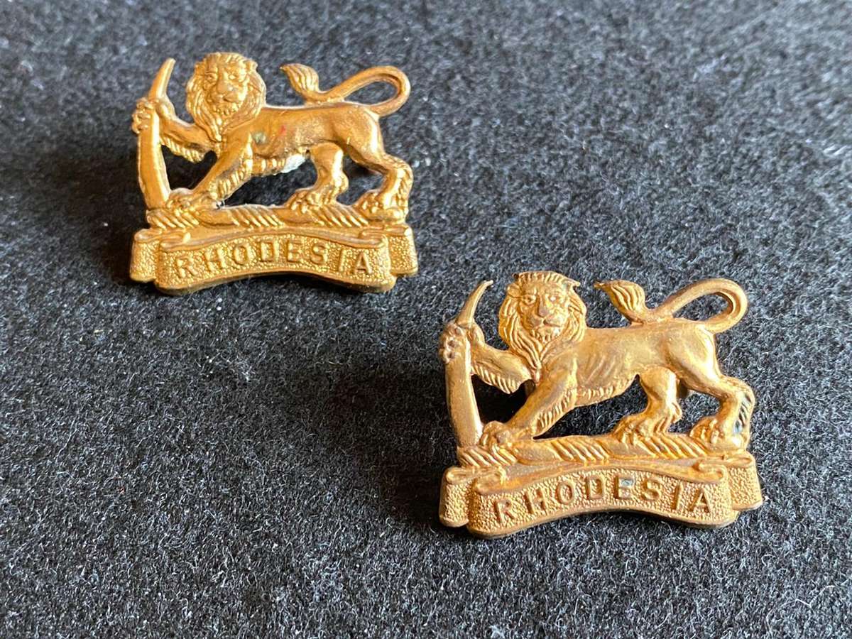 RHODESIA WOMEN'S SERVICE CAP AND COLLAR-BRASS- WORN 1977-1980-LUGS INTACT