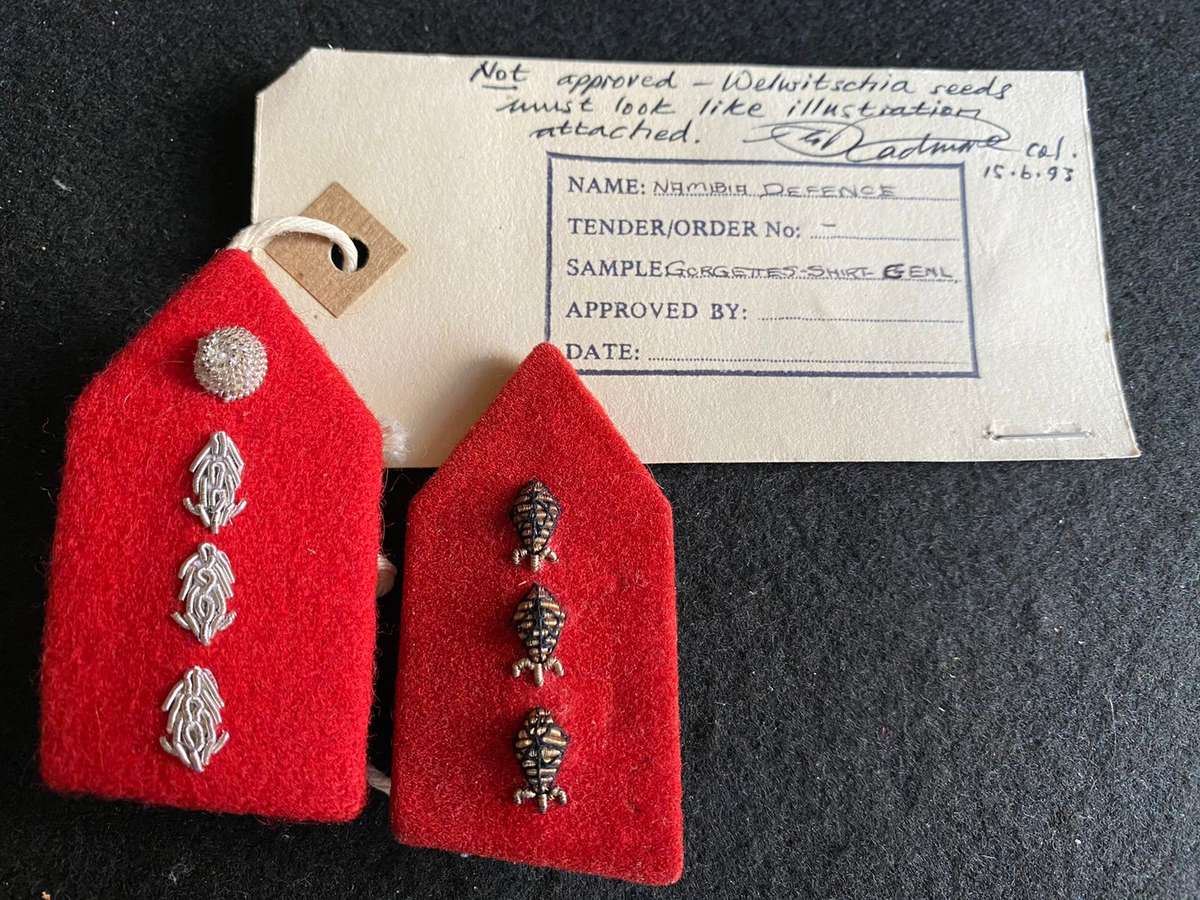 NAMIBIA DEFENCE FORCE GORGETTES FOR GENERAL-NOT APPROVED EXAMPLES