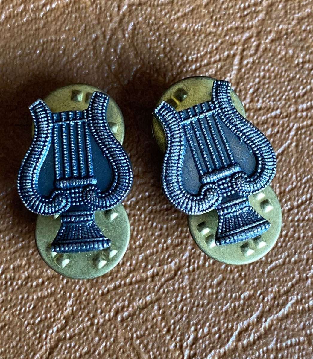 S.W.A.T.F BAND OXIDISED SILVER MESS DRESS COLLAR BADGE PAIR-SCARCE-PINS INTACT