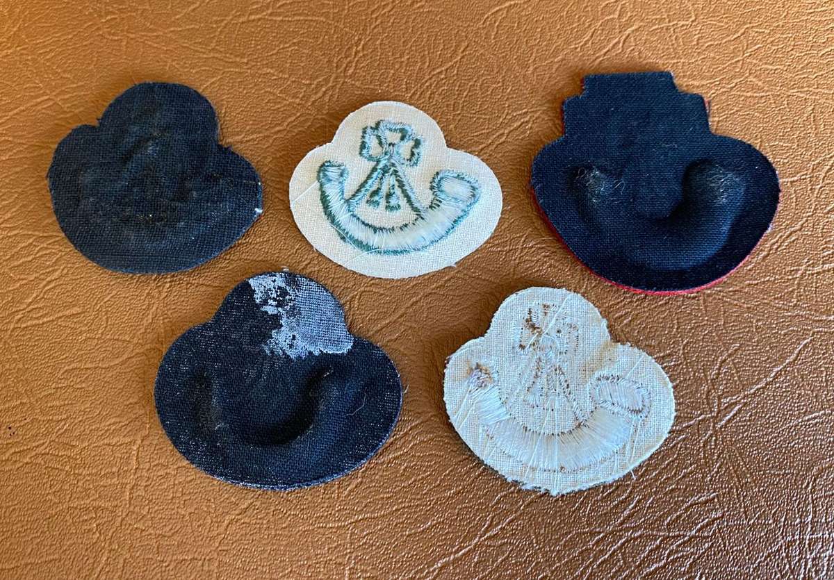 BRITISH BAND-SELECTION OF BUGLERS PROFICIENCY BADGES- 5 IN TOTAL