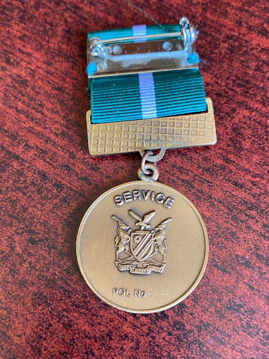 NAMIBIAN POLICE BRONZE MEDAL FOR 10 YEAR SERVICE-FULL SIZE -NUMBERED