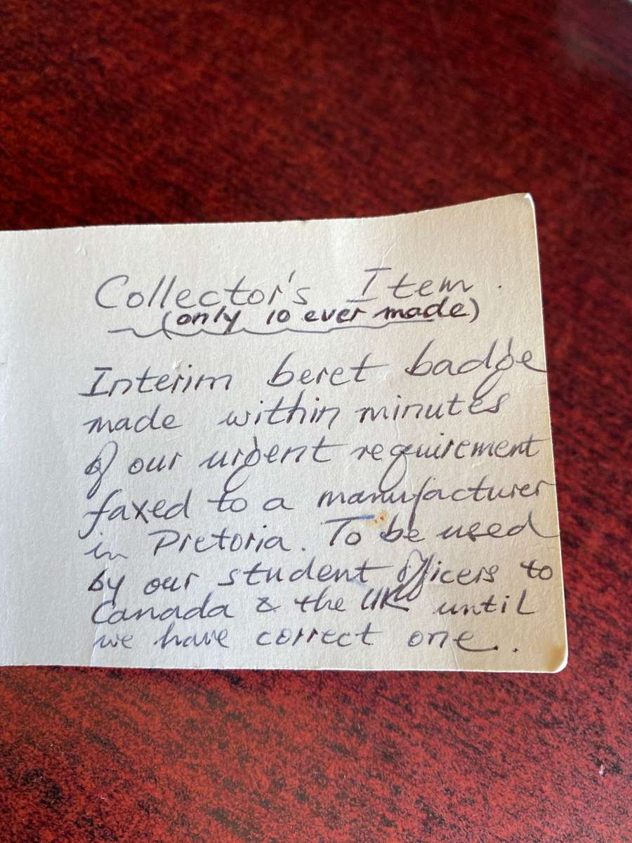 NAMIBIA INTERIM BERET BADGE -PLEASE READ NOTE BY COLONEL RADMORE IN PICTURES-ONLY 10 EVER MADE