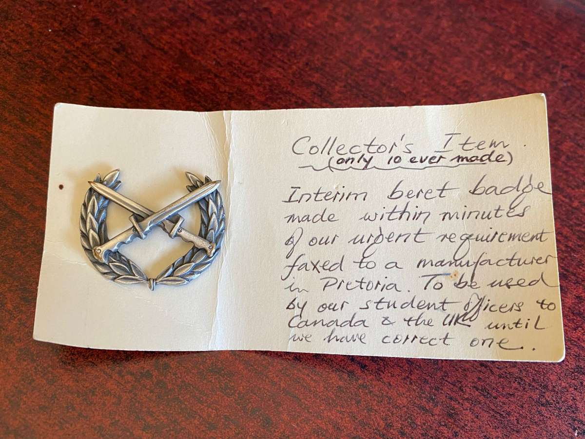 NAMIBIA INTERIM BERET BADGE -PLEASE READ NOTE BY COLONEL RADMORE IN PICTURES-ONLY 10 EVER MADE