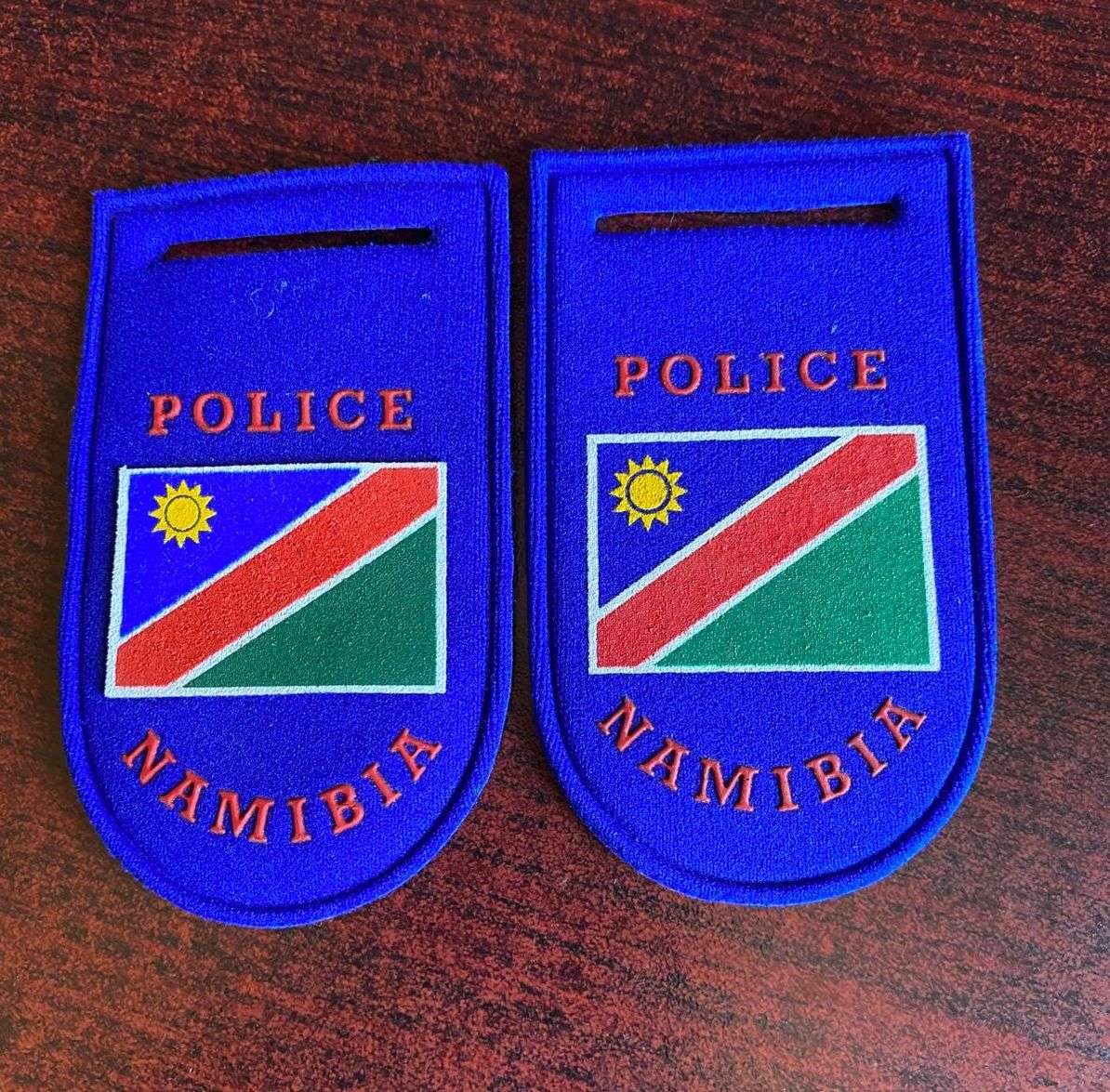 NAMIBIA POLICE TUPPER FLASH PAIR- NO PINS (SMALLER)