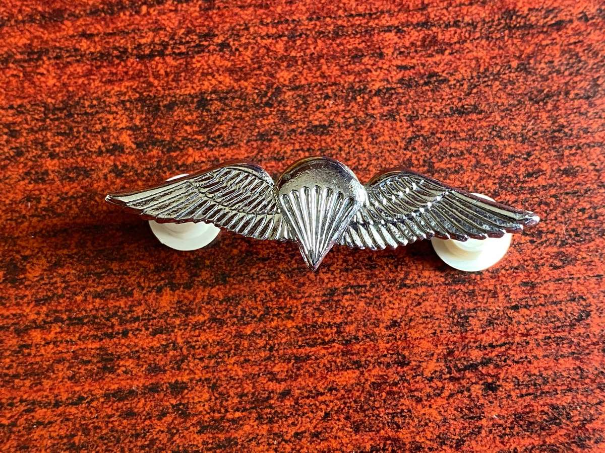 PARACHUTE BATTALION,ADVANCED WING FOR 50 JUMPS AND MORE -CHROME- 2 PINS-MESS DRESS