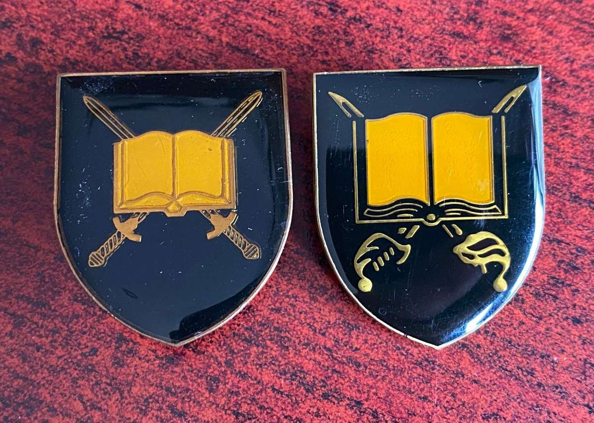 SWA MILITARY SCHOOL POCKET FLASH- 2 VARIATIONS- ONE PIN MISSING