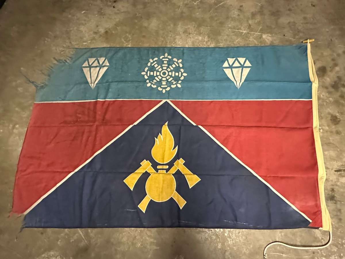 SWA ENGINEER REGT. FLAG-MEASURES 1140 X 1860 CM-COTTON,DOUBLE SIDED-CONDITION-USED-FROM COL. RADMORE