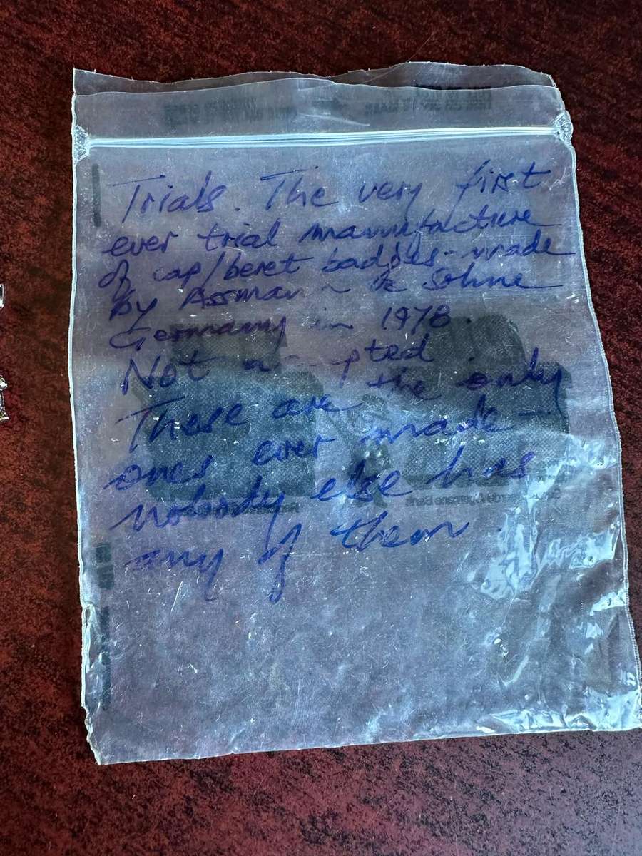 SWA-THE VERY FIRST EVER TRIAL MANUFACTURE OF CAP/BERET BADGE MADE BY ASSMAN &SOHNE GERMANY IN 1978-T