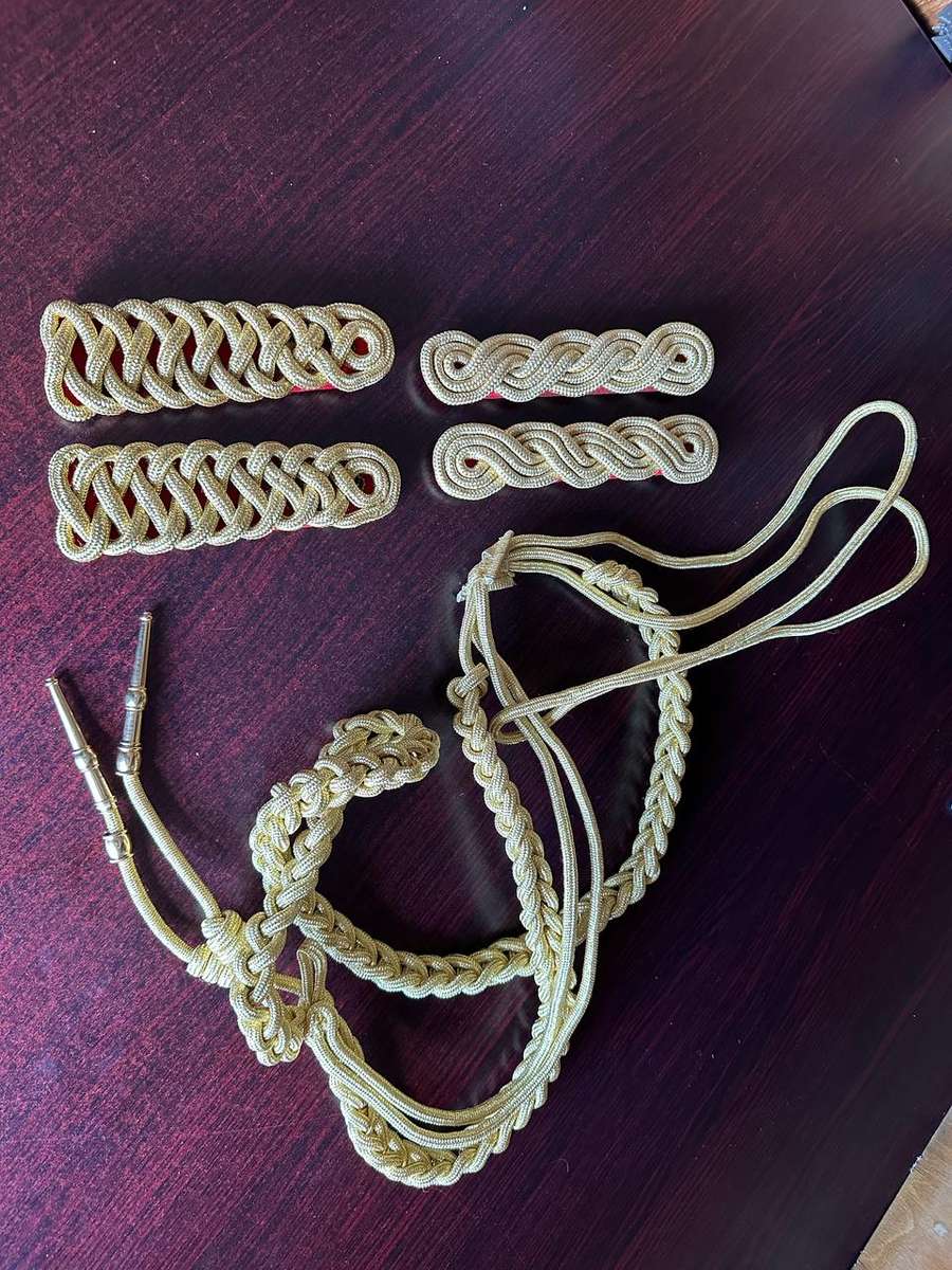 BULLION EMBROIDERED LANYARD AND SHOULDER PADS FOR NAMIBIAN MILITARY BAND