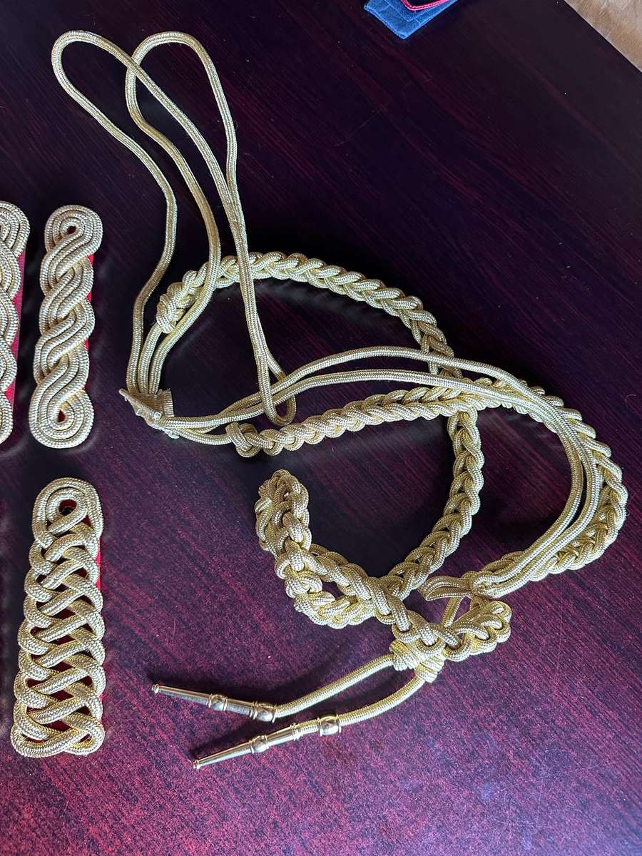 BULLION EMBROIDERED LANYARD AND SHOULDER PADS FOR NAMIBIAN MILITARY BAND