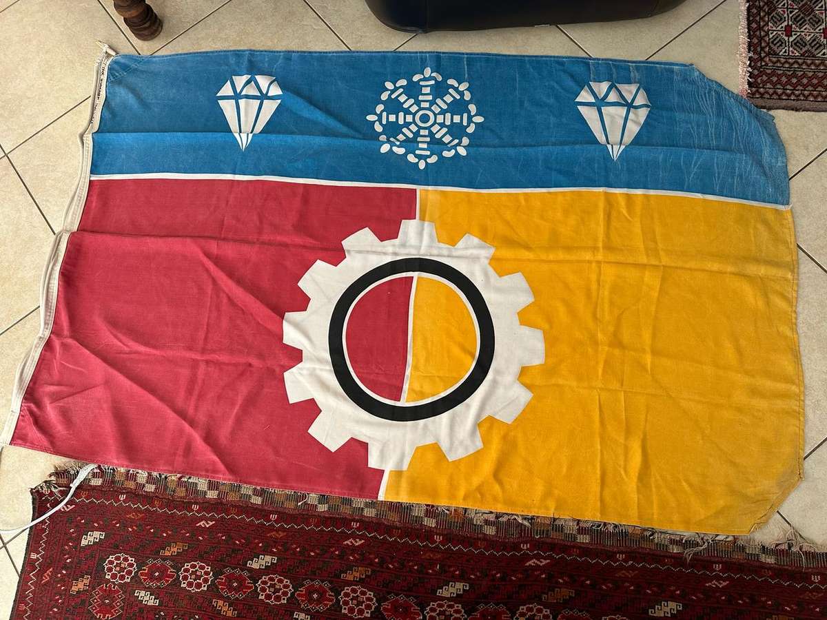 1 SWA WORKSHOP FLAG-MEASURES 1140X1860 CM-COTTON-DOUBLE SIDED-FROM COL. RADMORES COLLECTION