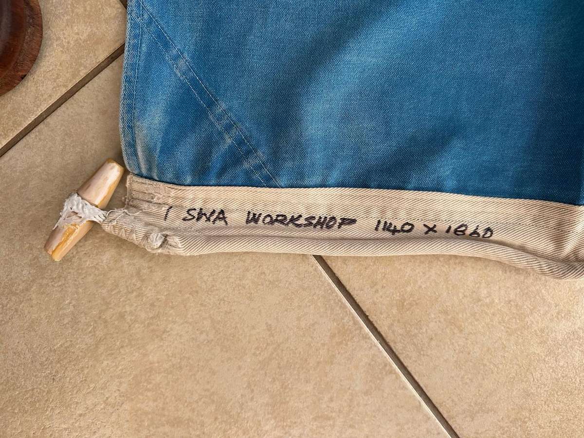 1 SWA WORKSHOP FLAG-MEASURES 1140X1860 CM-COTTON-DOUBLE SIDED-FROM COL. RADMORES COLLECTION