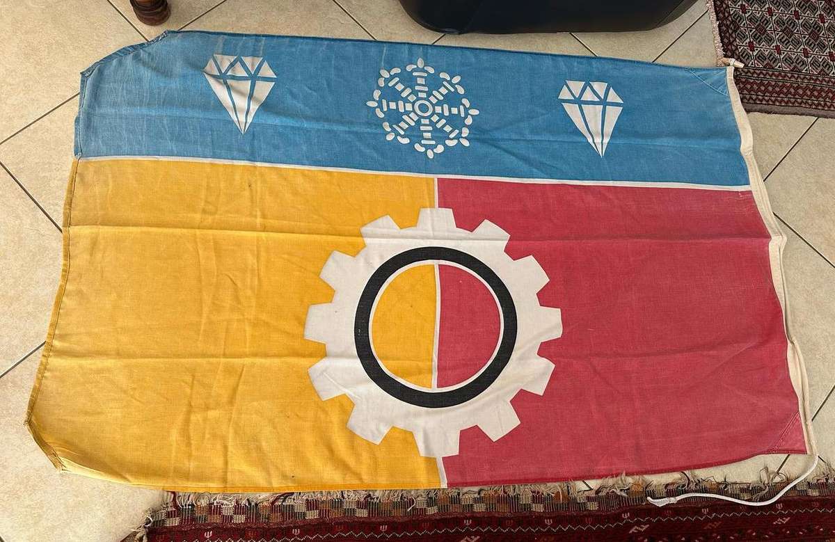 1 SWA WORKSHOP FLAG-MEASURES 1140X1860 CM-COTTON-DOUBLE SIDED-FROM COL. RADMORES COLLECTION