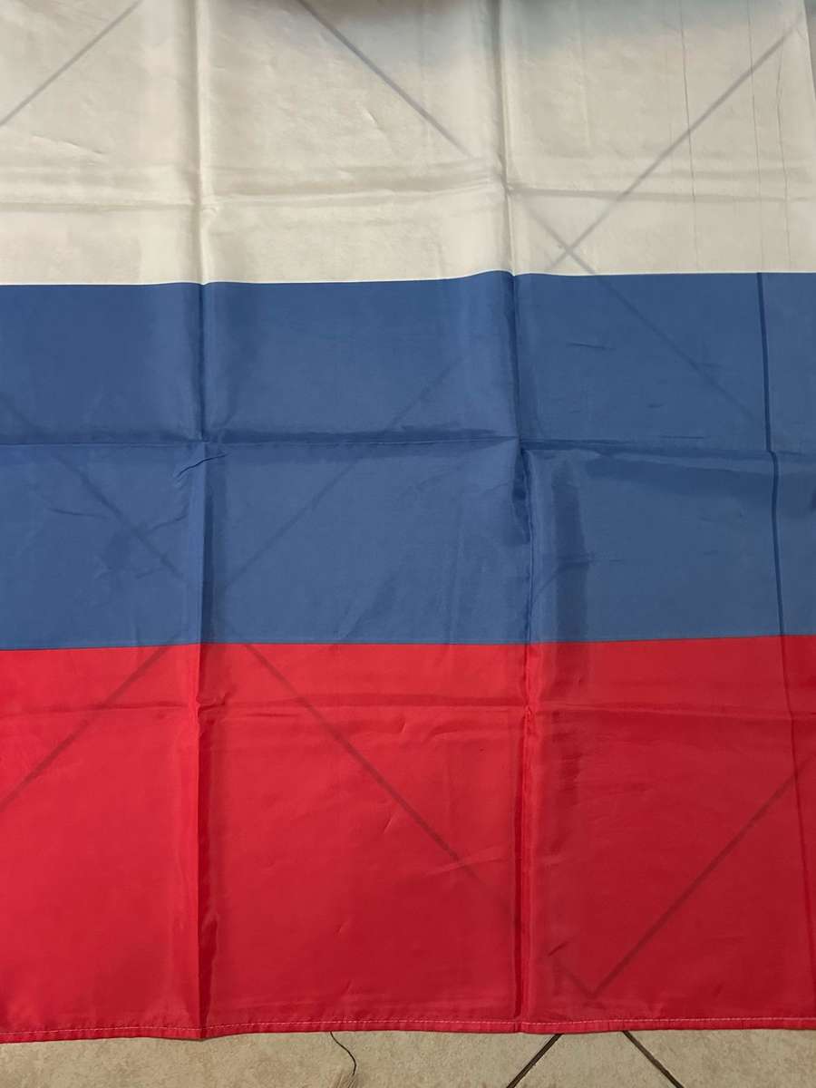 RUSSIAN FLAG-POLYESTER-DOUBLE SIDED-MEASURES 106 X 94 CM