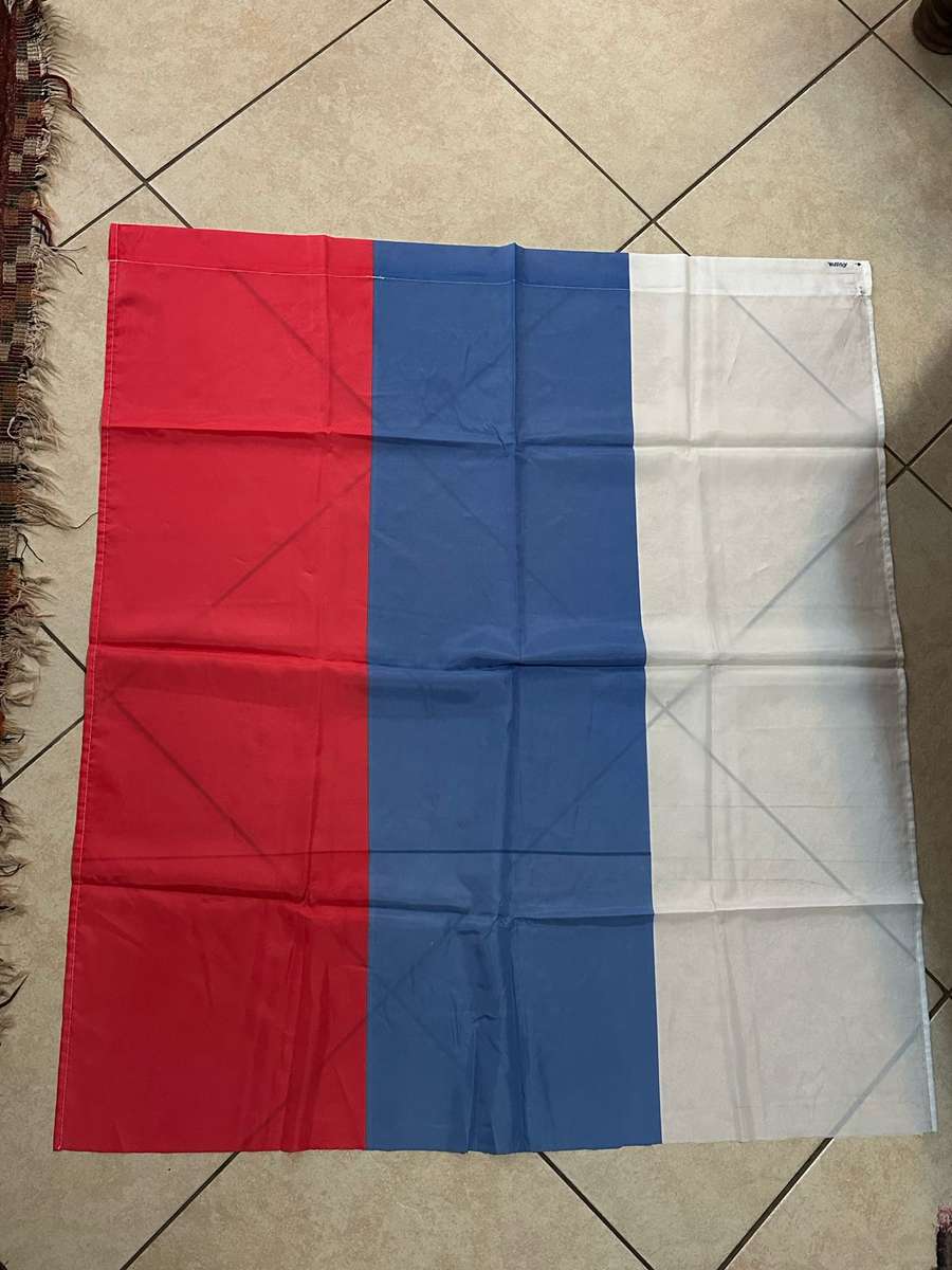 RUSSIAN FLAG-POLYESTER-DOUBLE SIDED-MEASURES 106 X 94 CM