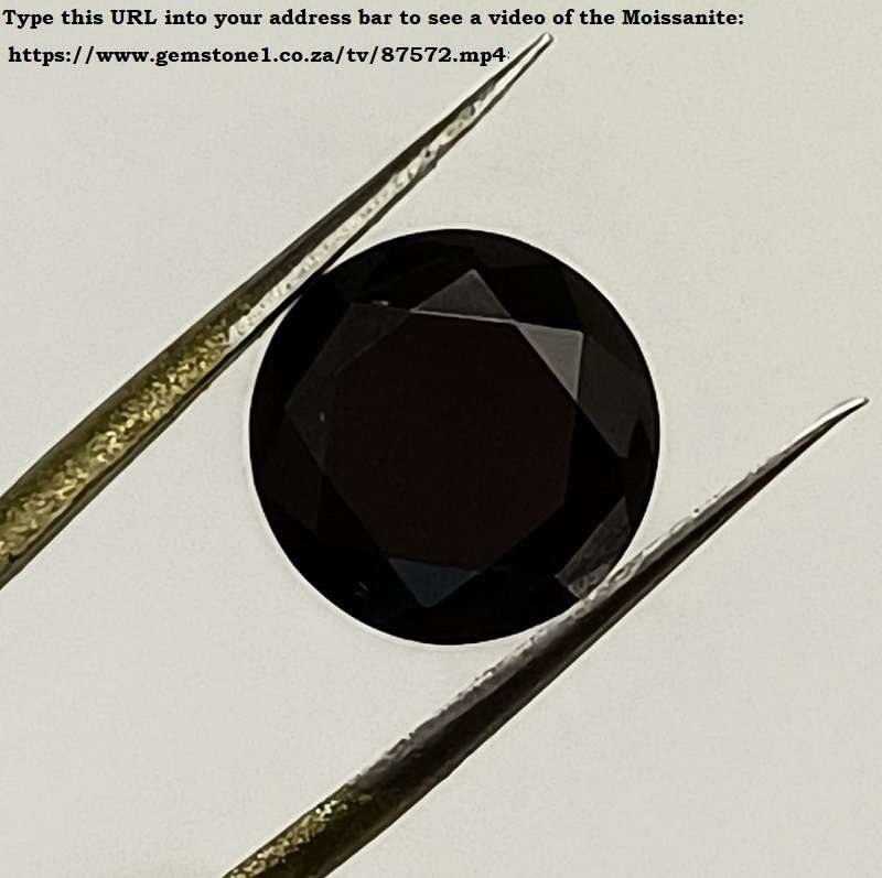 MOISSANITE - JET BLACK ROUND BRILLIANT FACET - 7.05cts