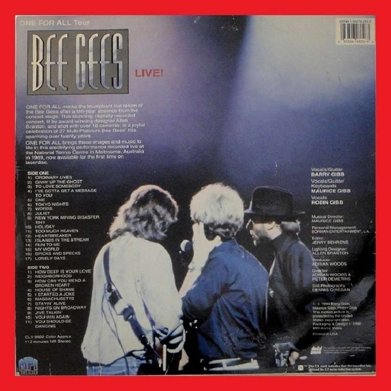 LaserDisc - Bee Gees - One For All Tour Live! (1989)