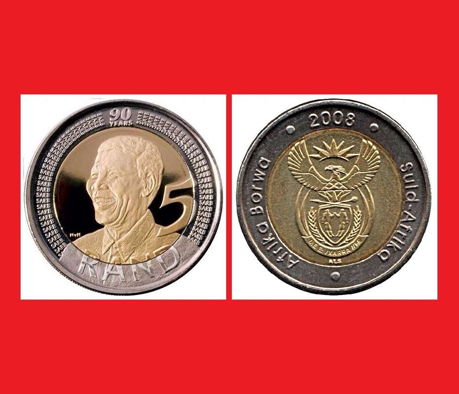 2008 Mandela 90th Birthday R5 Coin Mint State