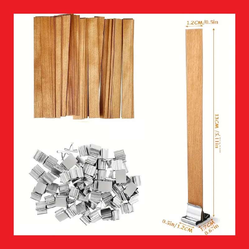 Wooden Candle Wick Plus Metal Holder For DIY Candle Making