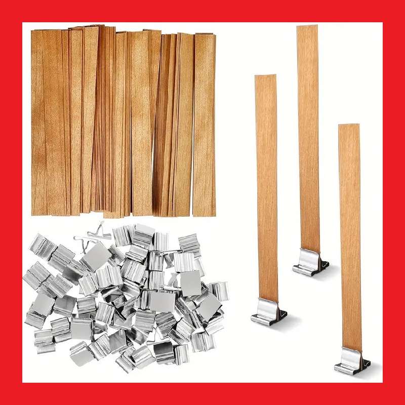 Wooden Candle Wick Plus Metal Holder For DIY Candle Making