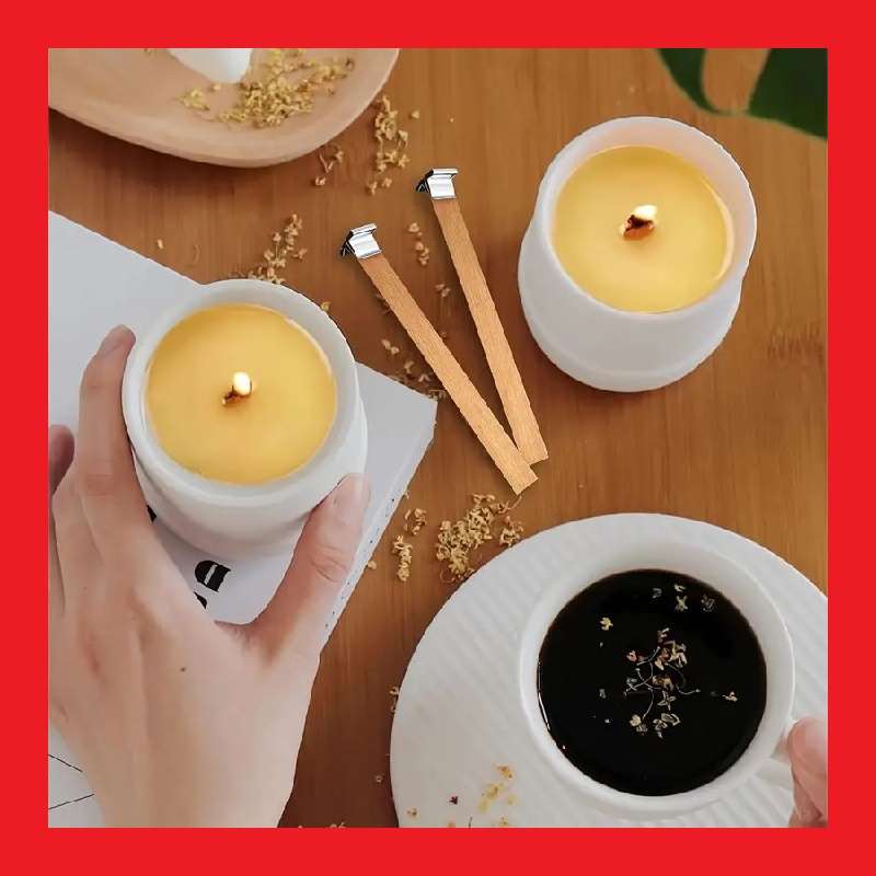 Wooden Candle Wick Plus Metal Holder For DIY Candle Making