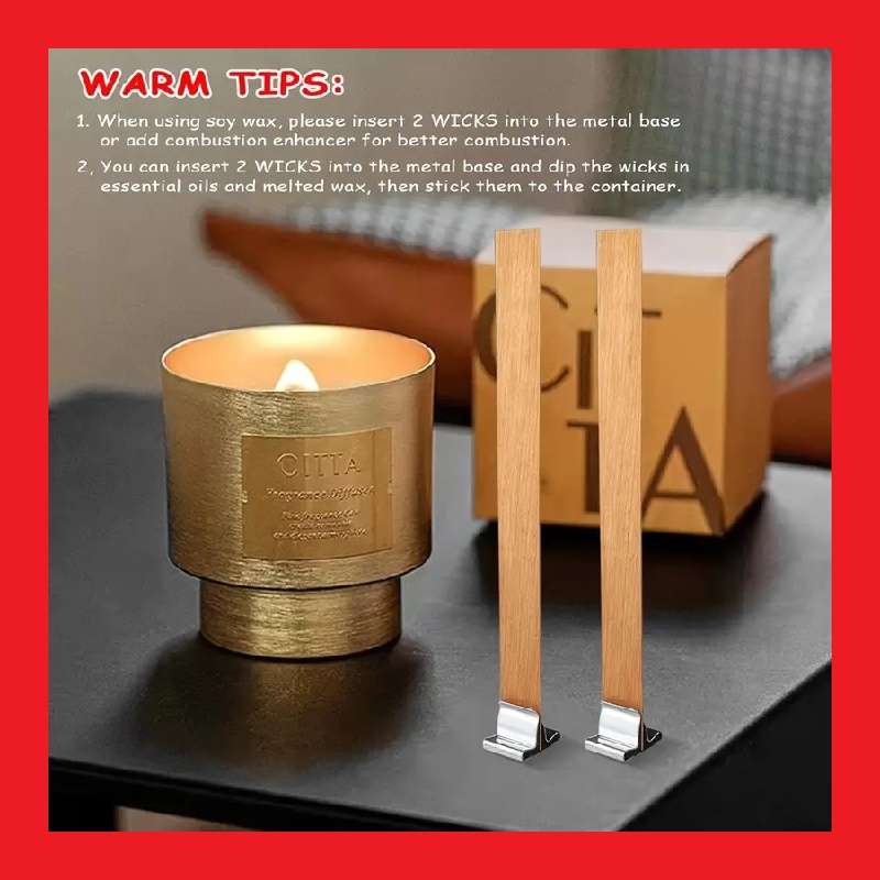 Wooden Candle Wick Plus Metal Holder For DIY Candle Making