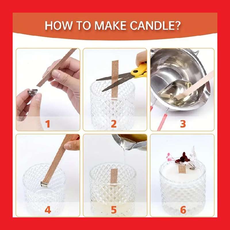 Wooden Candle Wick Plus Metal Holder For DIY Candle Making